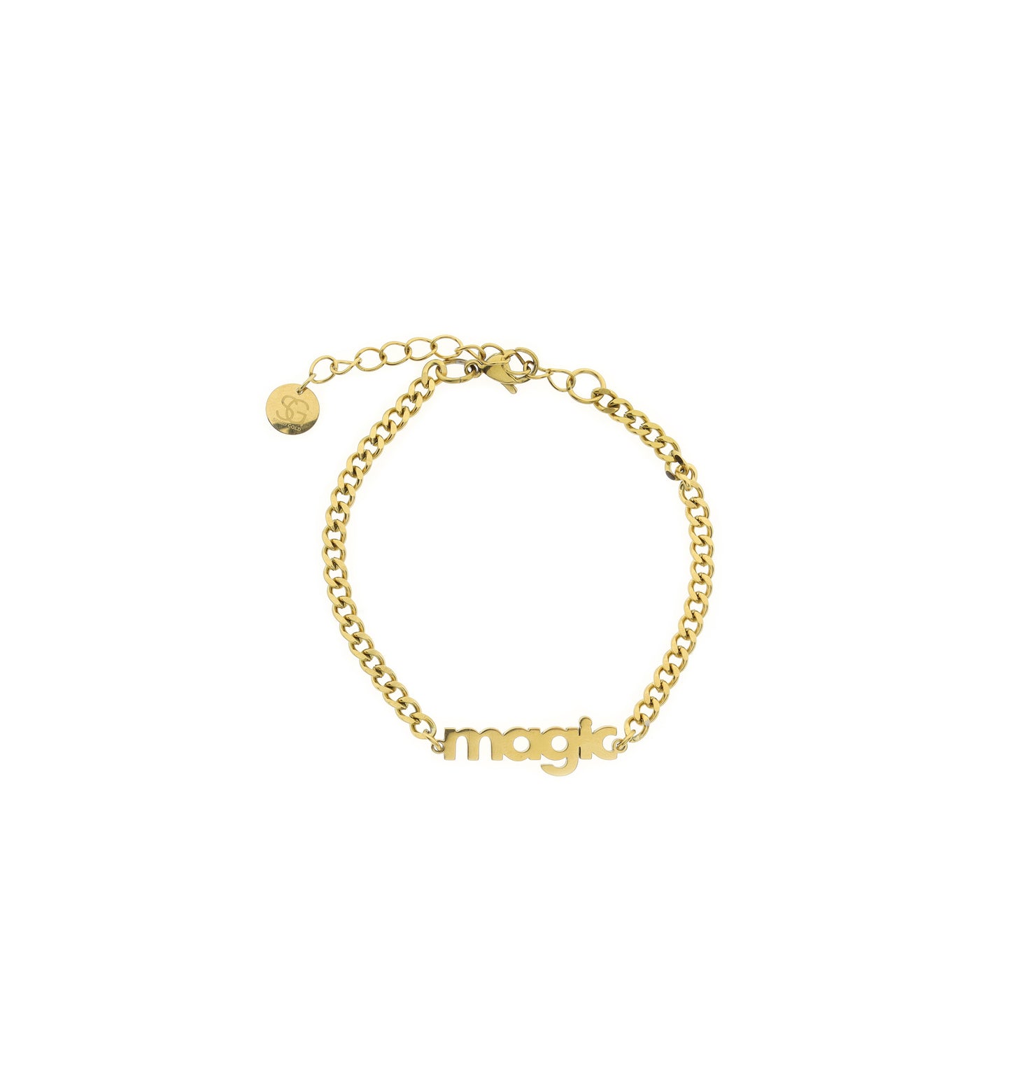 RVS armband met tekst (happy, magic, lucky)