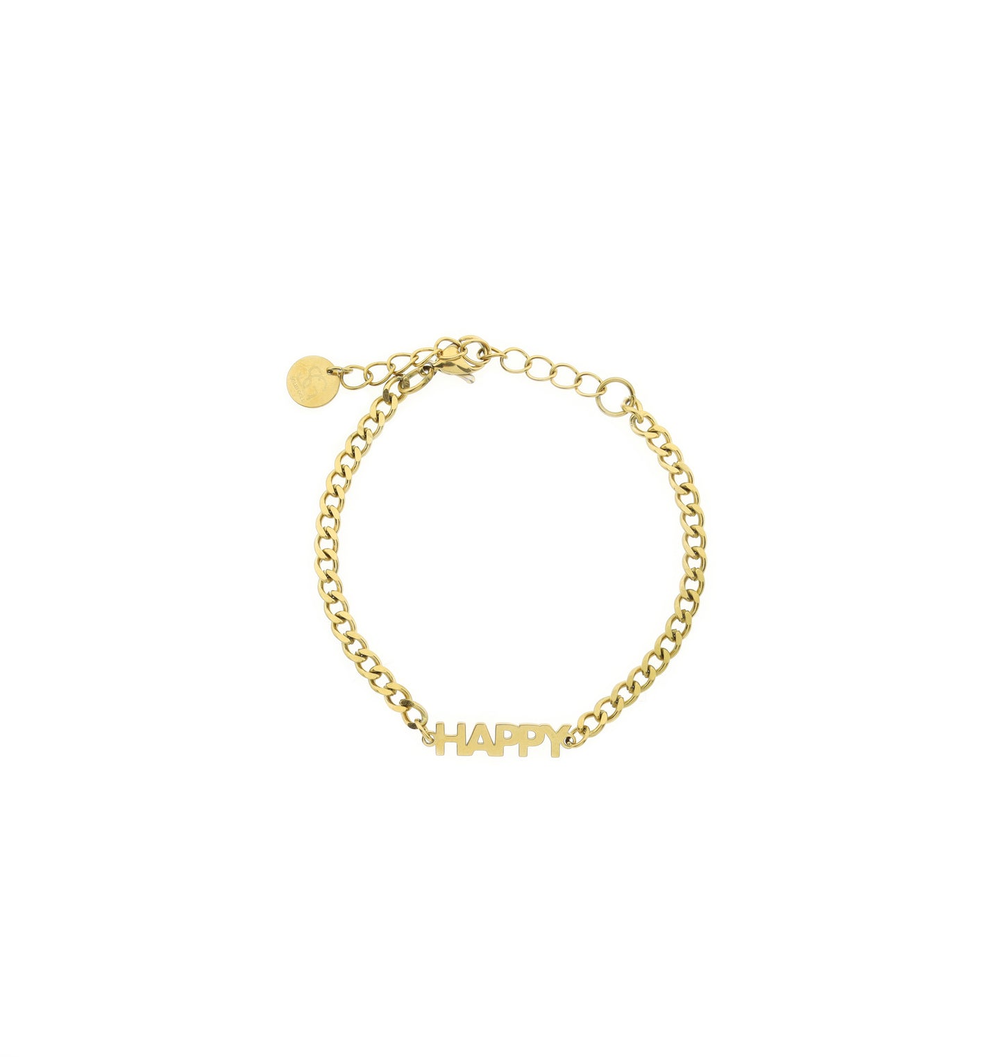 RVS armband met tekst (happy, magic, lucky)