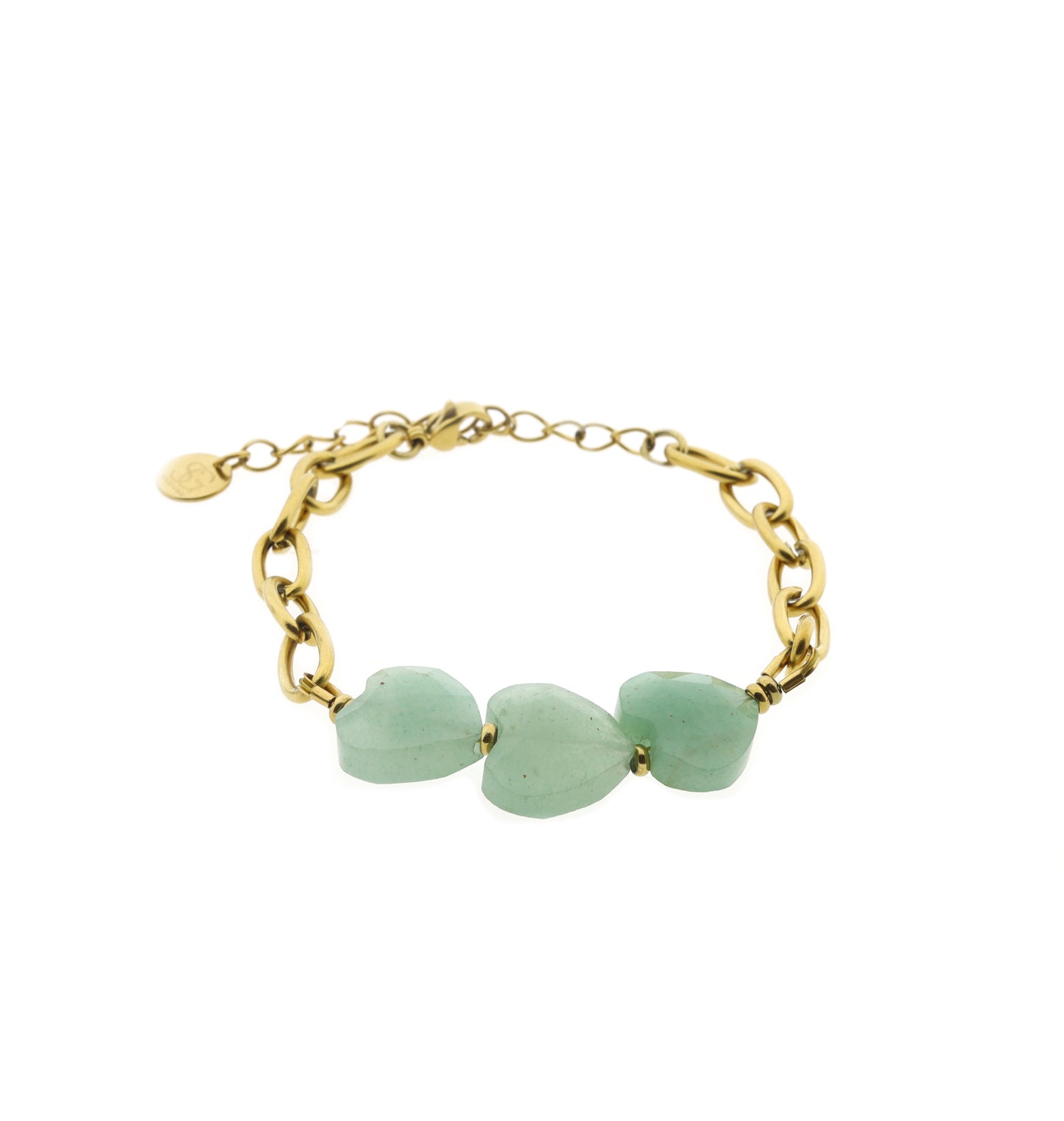 BELOVED ARMBAND - dames rvs edelsteen - aventurijn - naturel roze jade - labradoriet