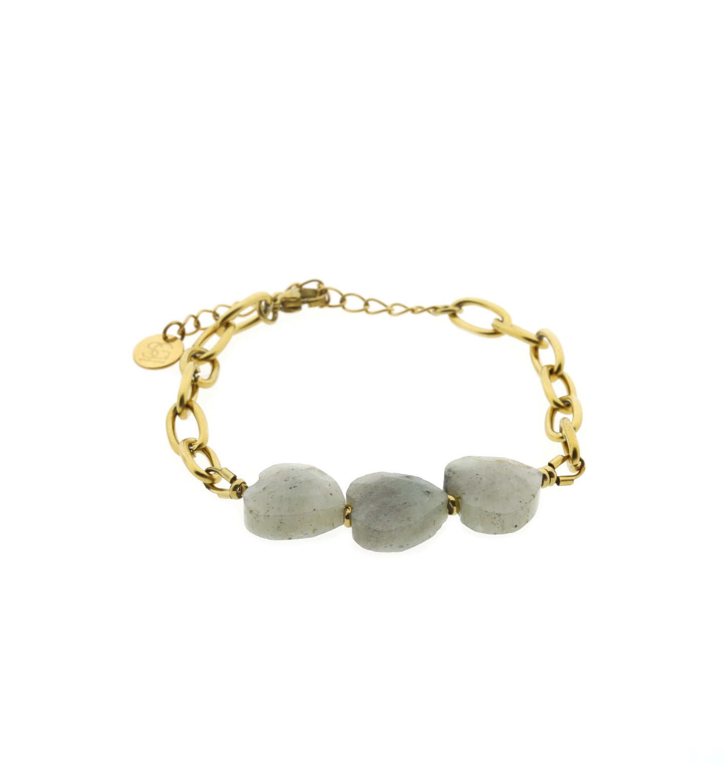 BELOVED ARMBAND - dames rvs edelsteen - aventurijn - naturel roze jade - labradoriet