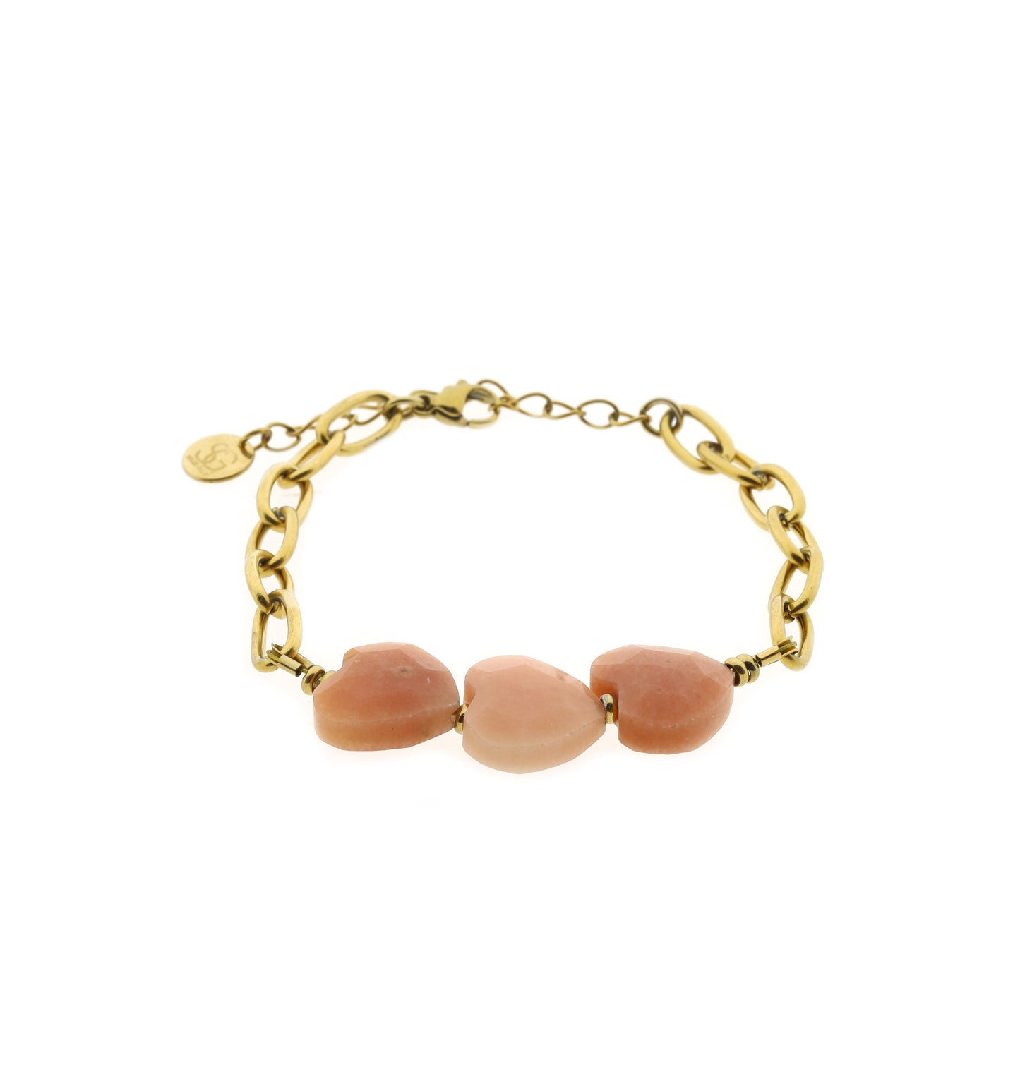 BELOVED ARMBAND - dames rvs edelsteen - aventurijn - naturel roze jade - labradoriet