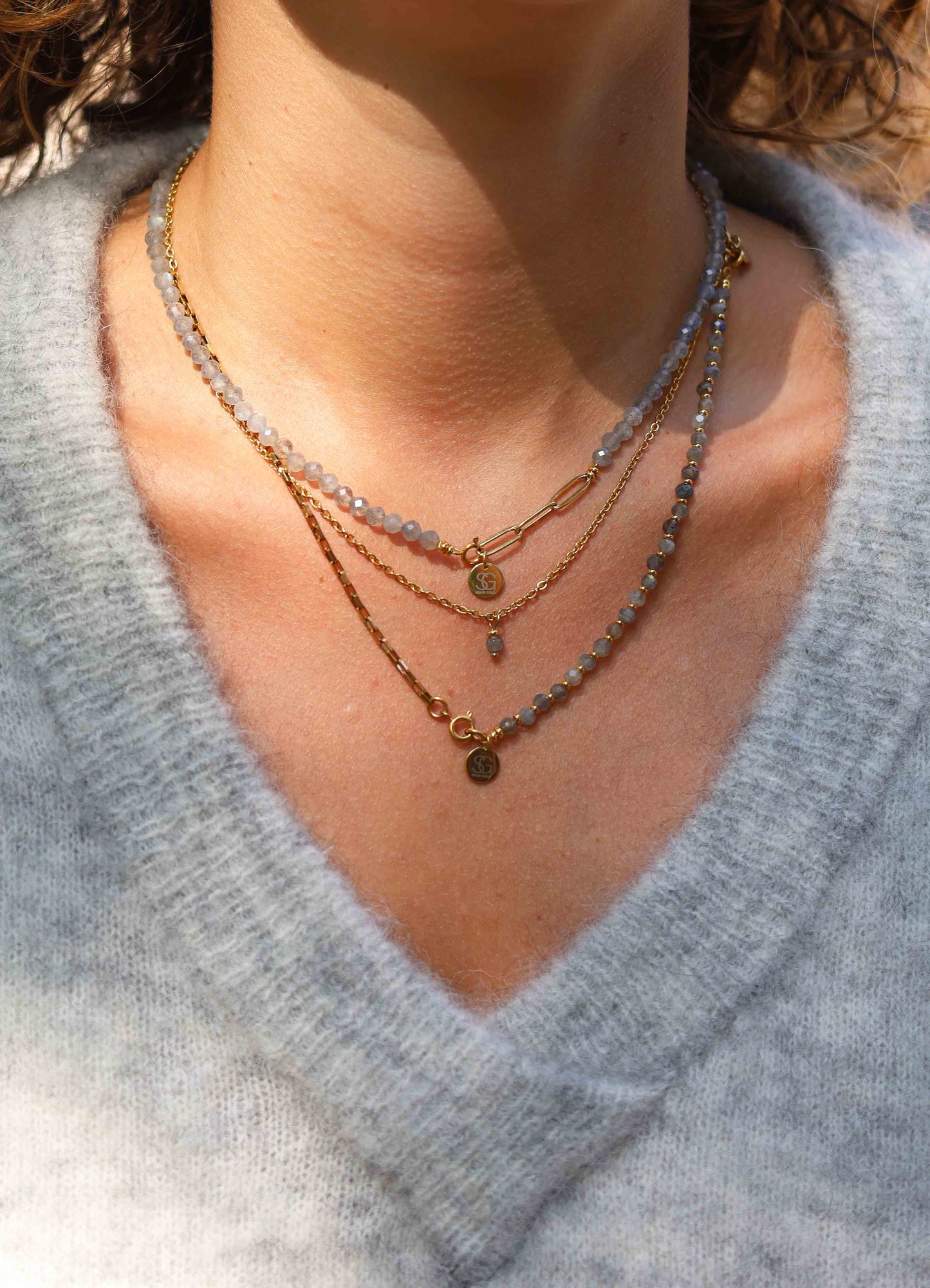 Edelsteen tussenstuk ketting (4mm)