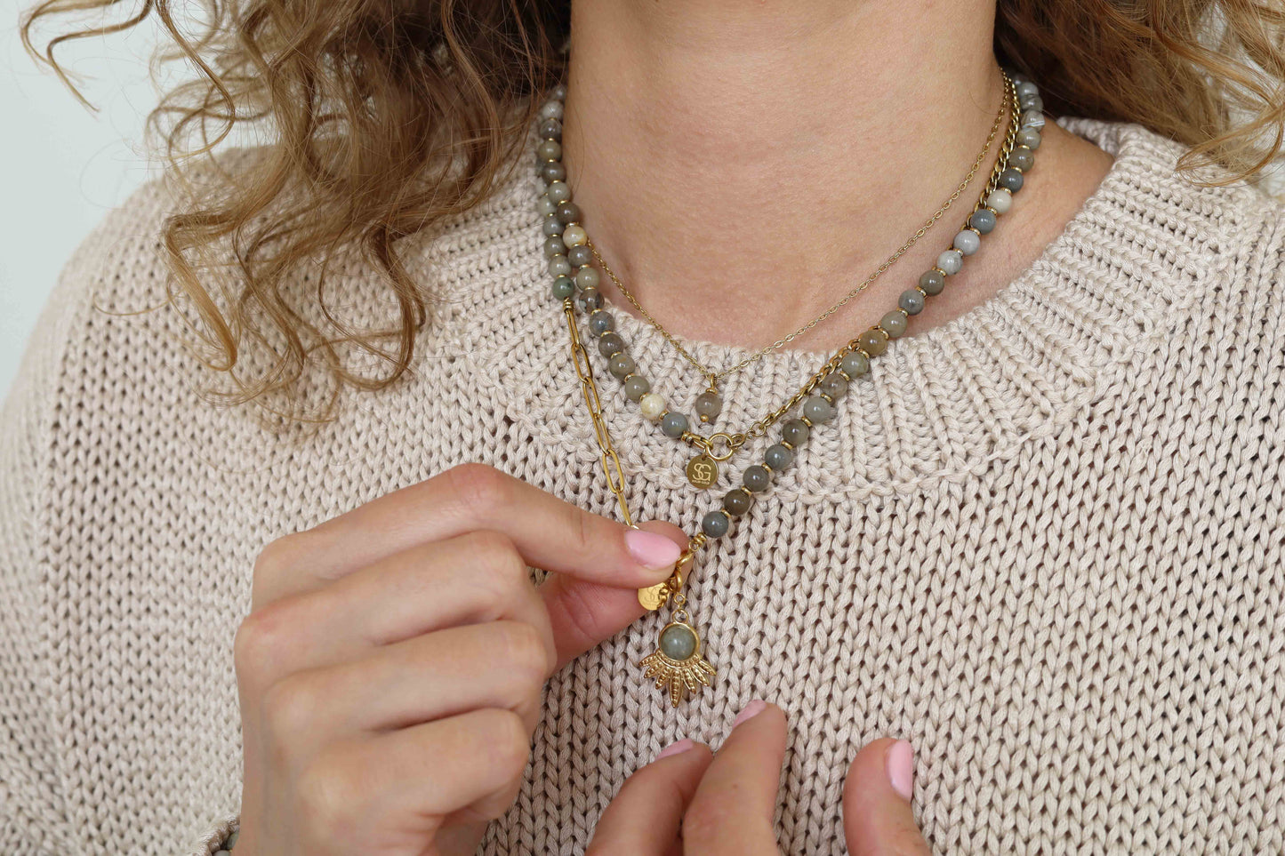 Hanger - gemstone grey jaspis