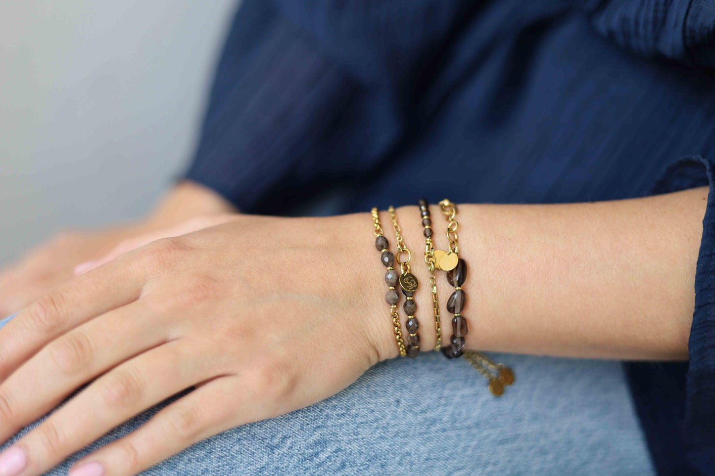 Armband met bar (oval facet 5x6mm)