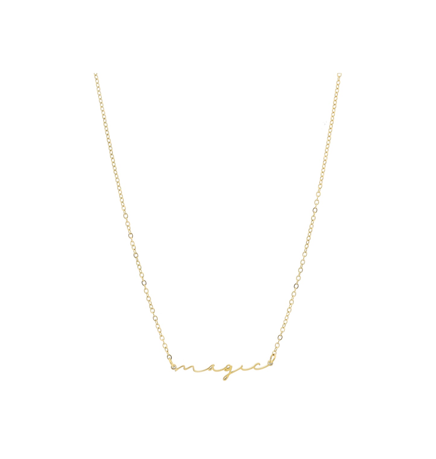 RVS ketting met tekst (happy, magic, lucky)