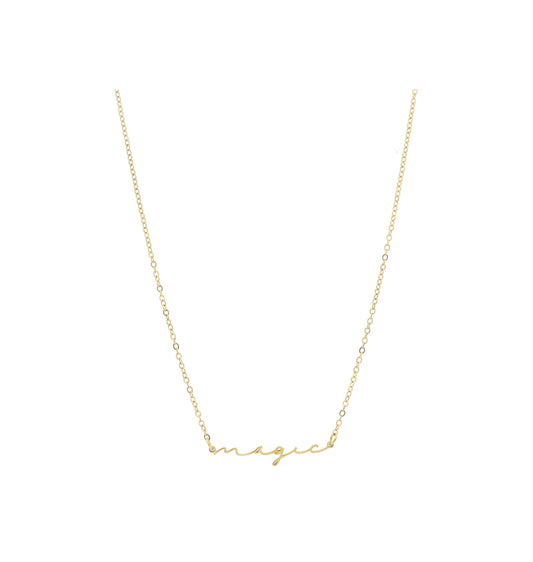 RVS ketting met tekst (happy, magic, lucky)