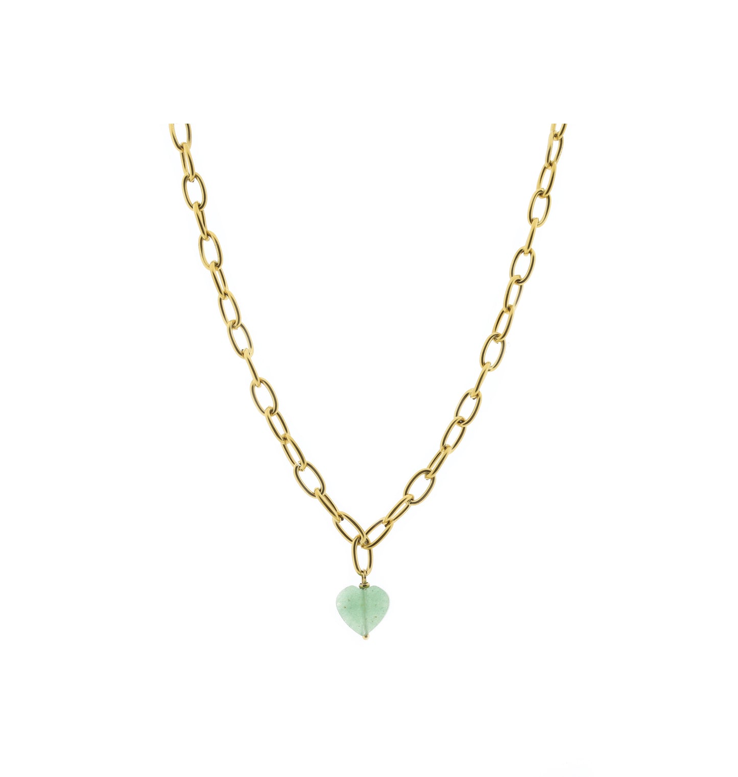 BELOVED KETTING - dames rvs edelsteen - aventurijn - naturel roze jade - labradoriet