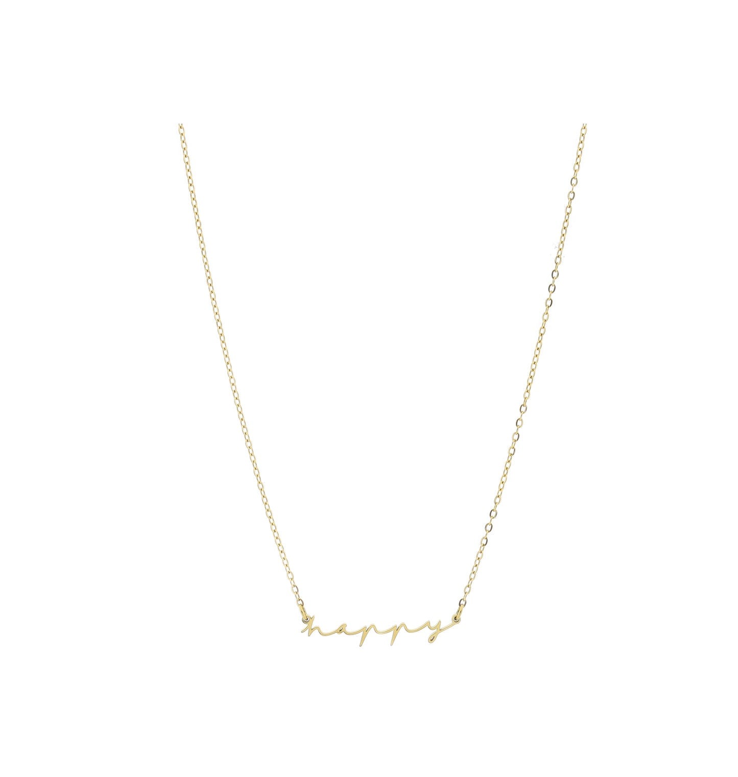 RVS ketting met tekst (happy, magic, lucky)