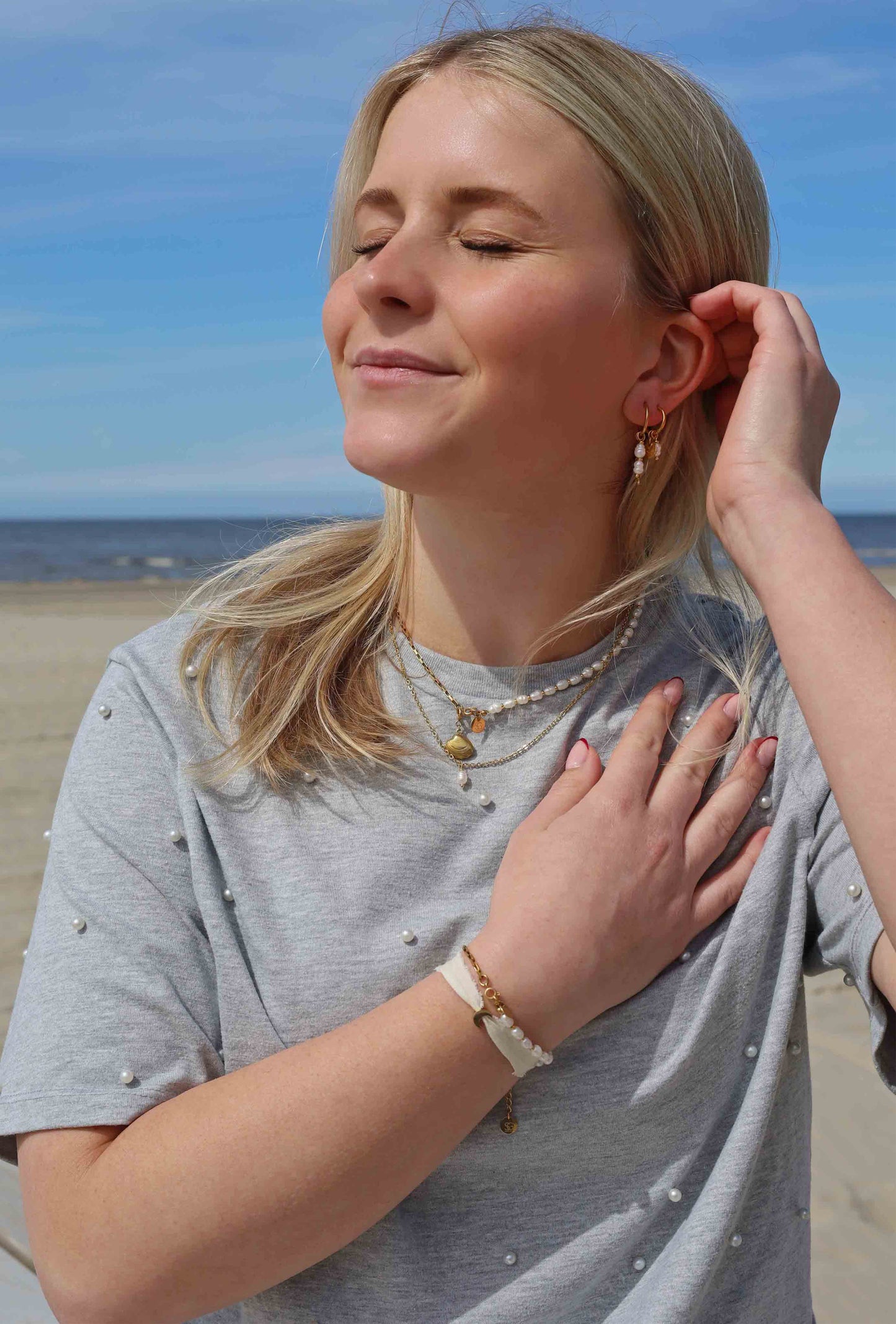 Edelsteen tussenstuk ketting - zoetwaterparel
