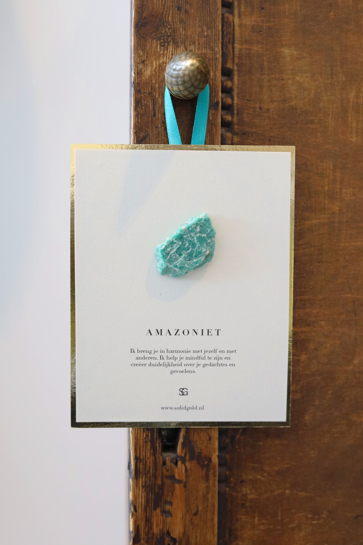 Card with gemstone - amazonite