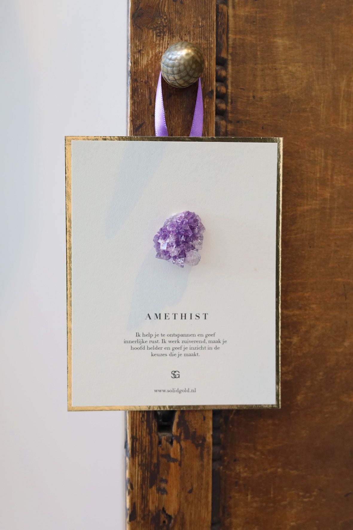 Kaart met edelsteen - amethist