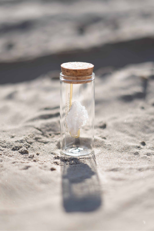 Flasche mit Edelstein - Rosenquarz