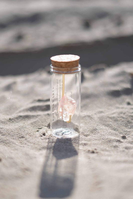 Flasche mit Edelstein - Rosenquarz